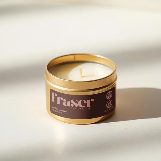 Vanilla Cream + Espresso - Soy Wax Candle (Golden)